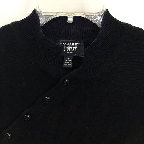 EMANUEL - Emanuel Ungaro LIBERTE Button Sweater Career Casual Black Size M/P - Picture 4 of 7